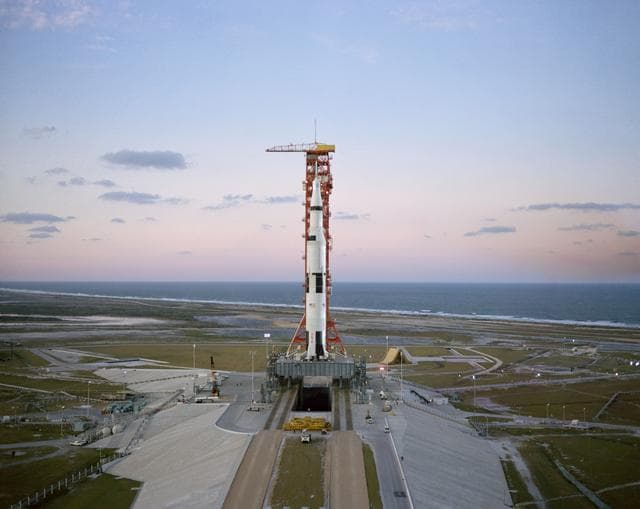 NASA image: Aerial View - Apollo VIII Space Vehicle - Pad "A" - Launch Complex (LC)-38 - Cape
