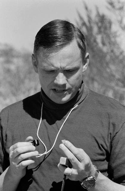 NASA image: Astronaut Neil Armstrong - Rock Sample Study - Geological Field Trip - TX