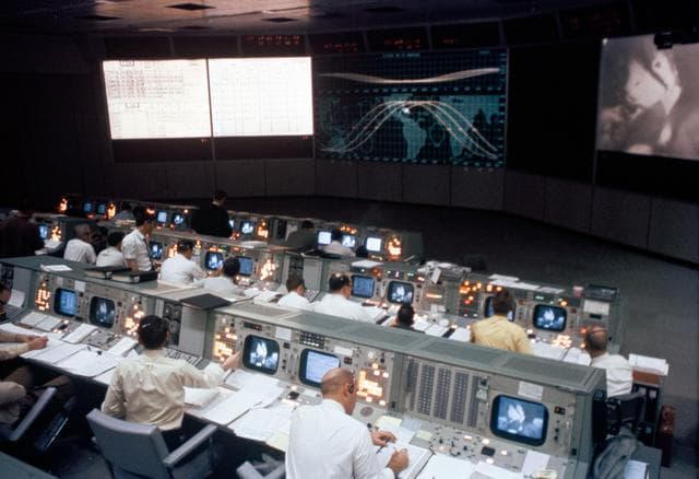 NASA image: View of Mission Control during Apollo 9 earth orbital mission