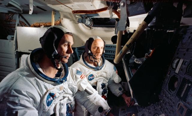 NASA image: Apollo X Crewmembers - Simulator - Cape