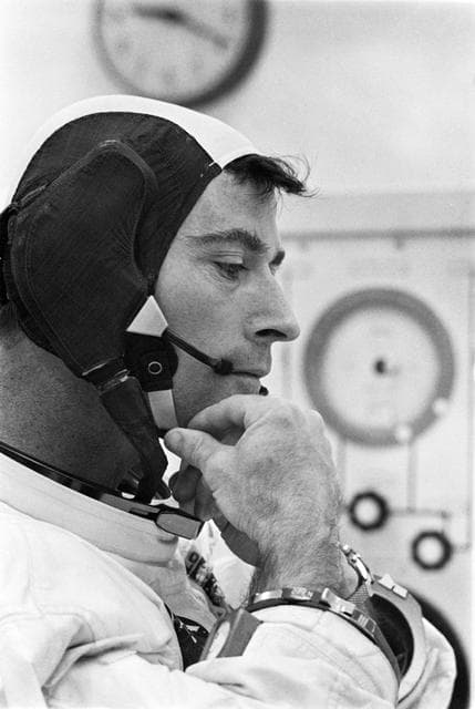 NASA image: Astronaut John Young during final suiting operations for Apollo 10 mission