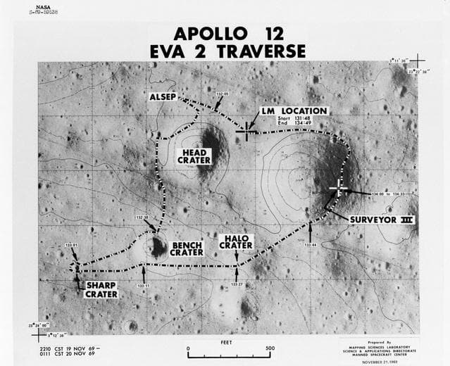 NASA image: Apollo 12 EVA 2 traverse overlay