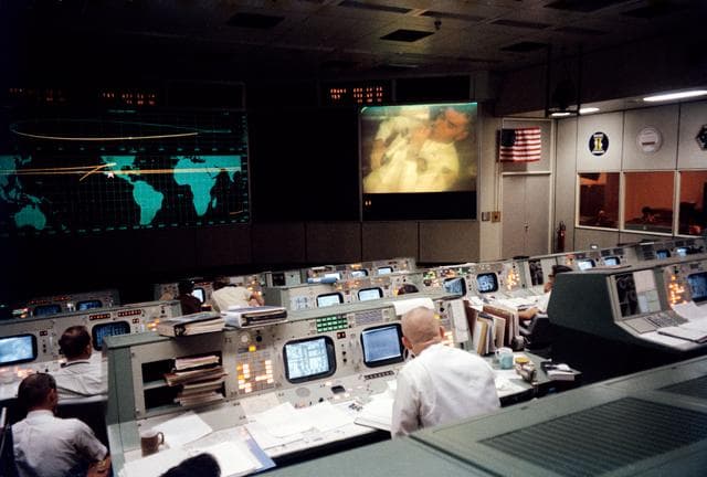 NASA image: Mission Control Center (MCC) - Apollo 13 - Fourth (4th) Television Signal - MSC