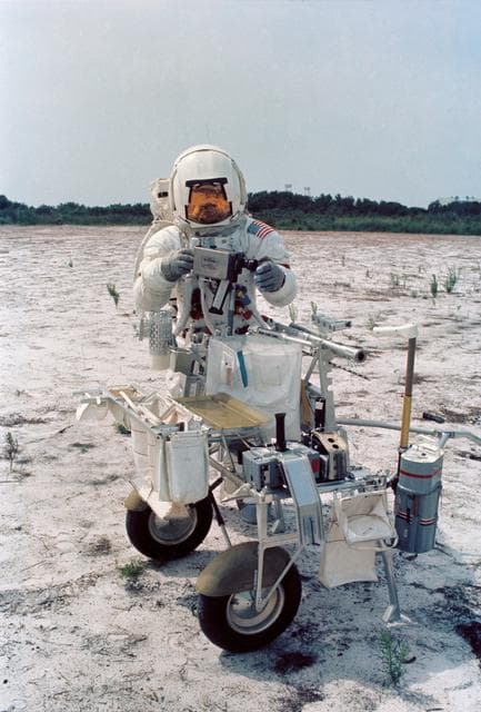 NASA image: Astronaut Alan B. Shepard in lunar surface simulation training