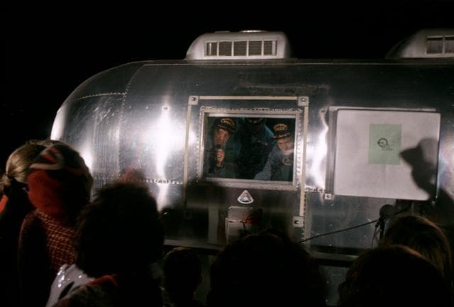 Apollo 14 crewmembers sealed inside a Mobile Quarantine Facility