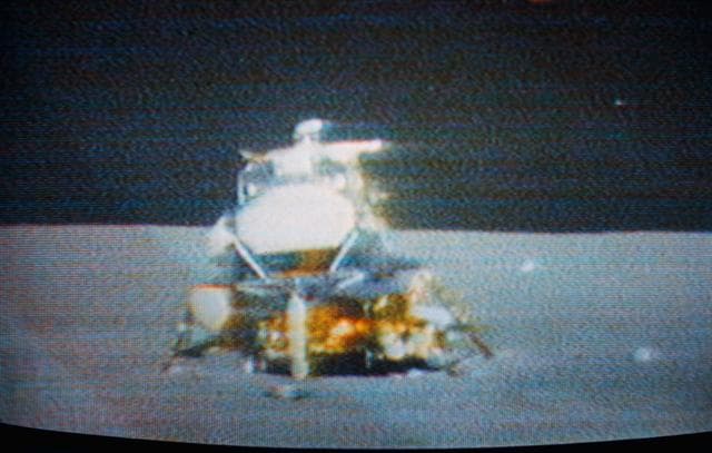NASA image: Apollo 15 Lunar Module "Falcon" seen before ascent stage liftoff