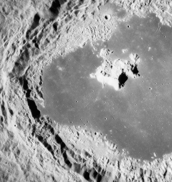 NASA image: View of crater Tsiolkovsky on lunar farside as photographed by Apollo 15