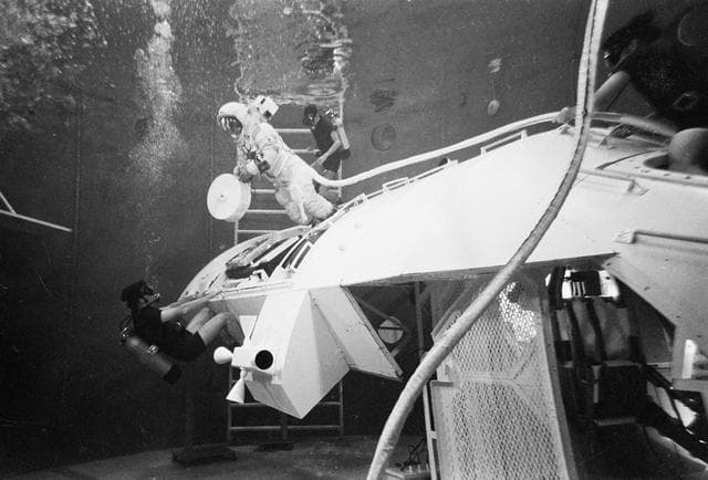 NASA image: Astronaut Thomas Mattingly participates in EVA simulation