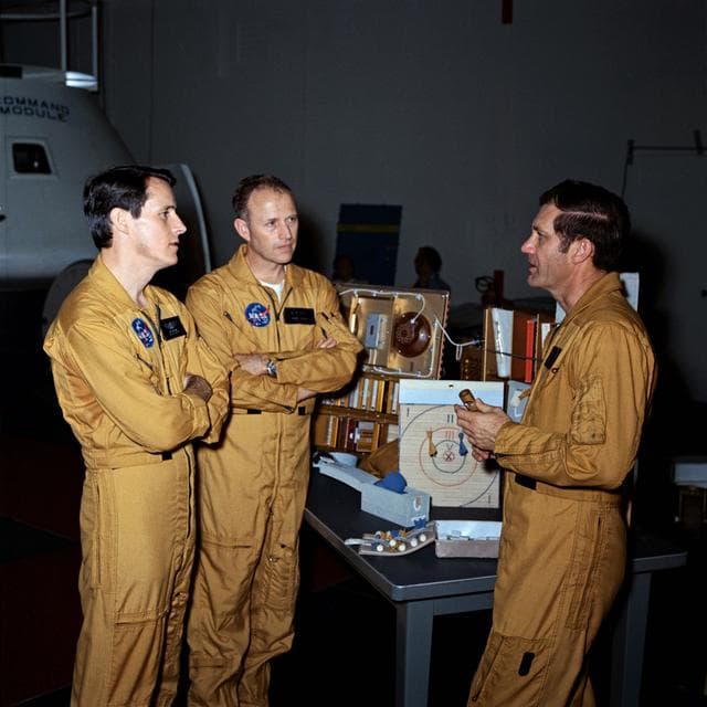 NASA image: Skylab (SL)-4 Astronauts - "Open House" Press Day - SL Mockup - MSC