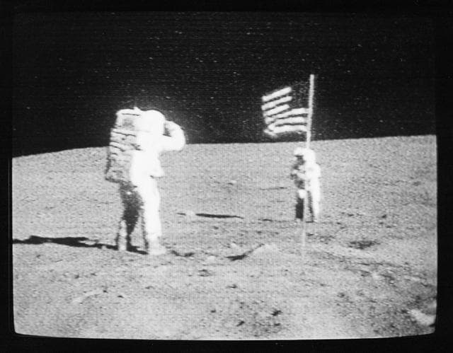 NASA image: TV Transmission Images - Apollo-Saturn (AS)-XVI Crewmen - Lunar Surface (Poor Quality)