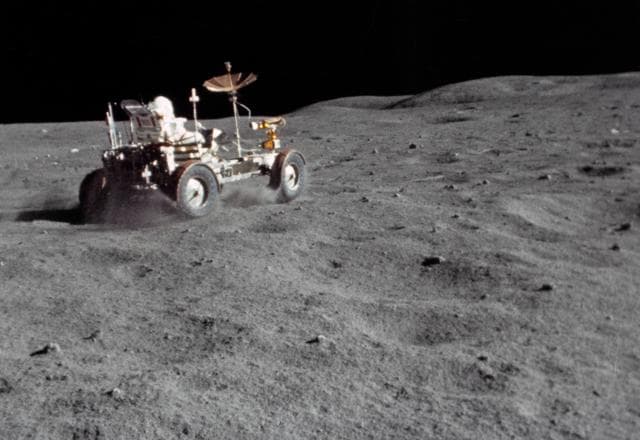 NASA image: EXTRAVEHICULAR ACTIVITY (EVA)-LUNAR RVER VEHICLE(LRV) "GRAND PRIX" (APOLLO 16)