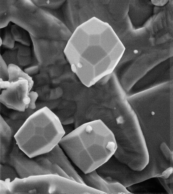 NASA image: Scanning electron microscope view of iron crystal