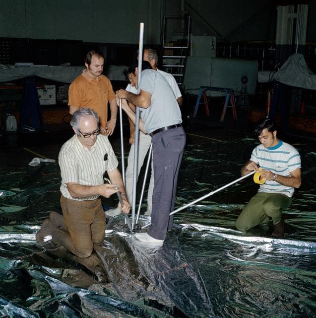 NASA image: Parasol construction in bldg 10 for Skylab 2 flight