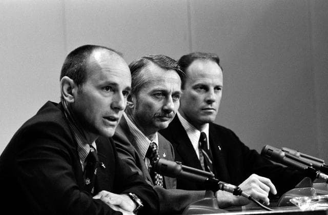 NASA image: Skylab 3 crew during press conference