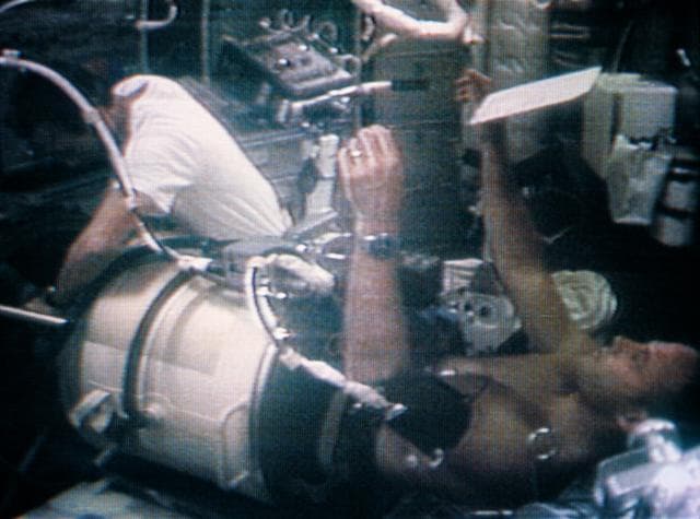 NASA image: Astronaut Jack Lousma in Lower Body Negative Pressure Device