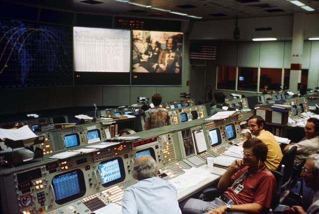 NASA image: View of Mission Control during joint U.S.-USSR ASTP mission