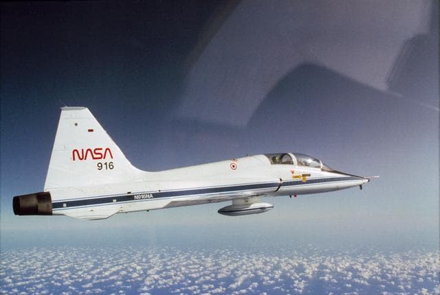 NASA image: STS-5 crew in T-38 enroute to Kennedy Space Center