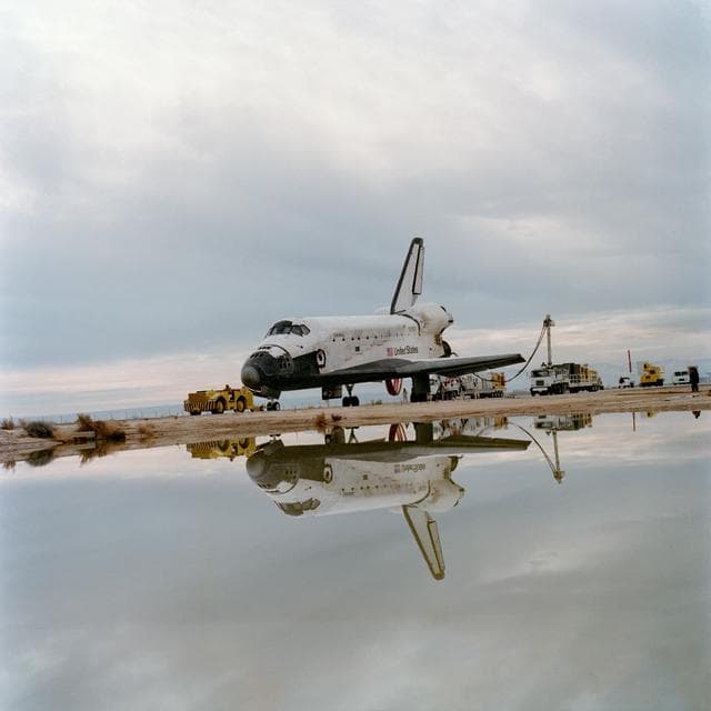 NASA image: Post-landing processing of the Space Shuttle Columbia after STS-5 mission