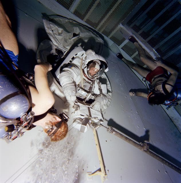 NASA image: STS-7 crewmembers during WETF training