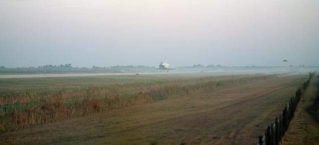 NASA image: Views of the Challenger landing at Kennedy to end shuttle mission 41-B