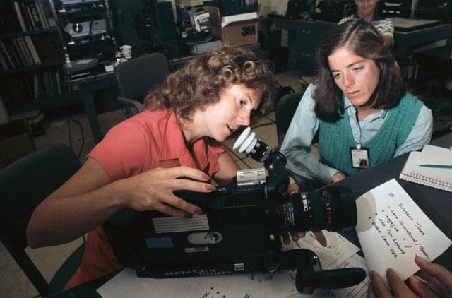 NASA image: Teacher-in-Space Trainees - Arriflex Motion Picture Camera