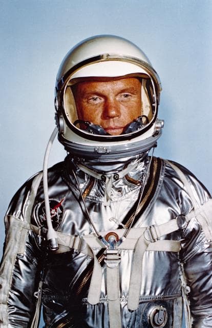 NASA image: Astronaut John Hershel Glenn in his Mercury spacesuit. (NASA MA6-48)