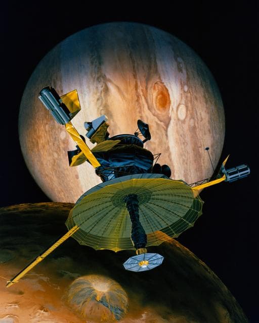 NASA image: Artist concept of Galileo encountering Io during its Jupiter approach