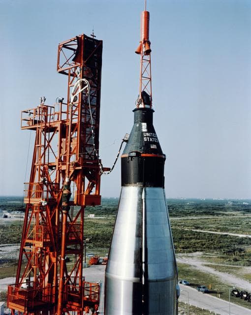 NASA image: Close-up view of Mercury-Atlas 4 at Cape Canaveral