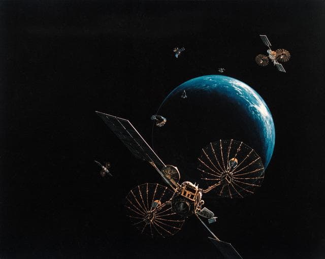 NASA image: Artist concept of the STS-43 Tracking and Data Relay Satellite E (TDRS-E)