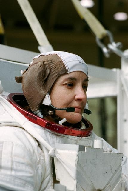 NASA image: Astronaut Linda Godwin during contingency EVA training in WETF