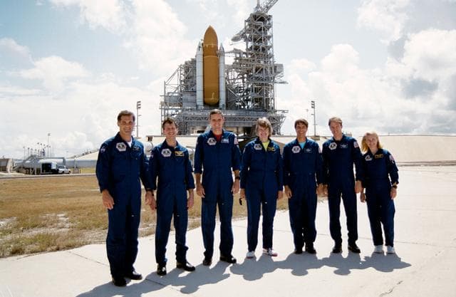 NASA image: STS-58 crew at KSC for countdown demonstration