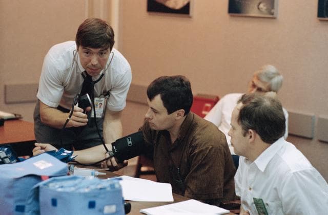 NASA image: Cosmonaut Dezhurov during medical operations training