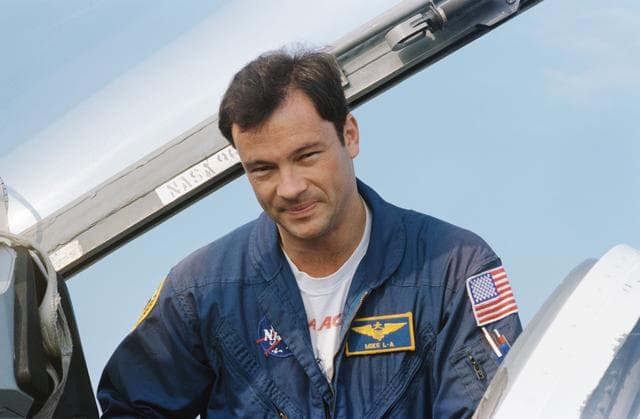 NASA image: Astronaut Michael Lopez-Alegria in T-38 aircraft cockpit