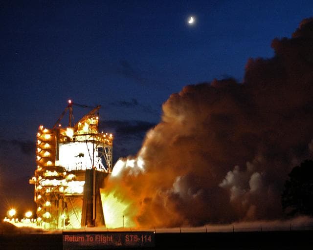NASA image: Final RTF SSME test at A2 test stand