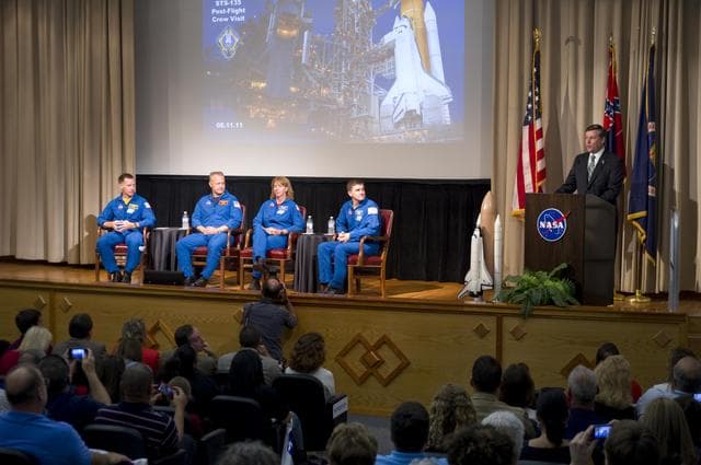 NASA image: STS-135 crew visit