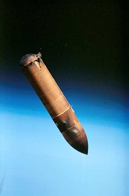 NASA image: STS-57 external tank (ET) falls away from Endeavour, OV-105, after jettison