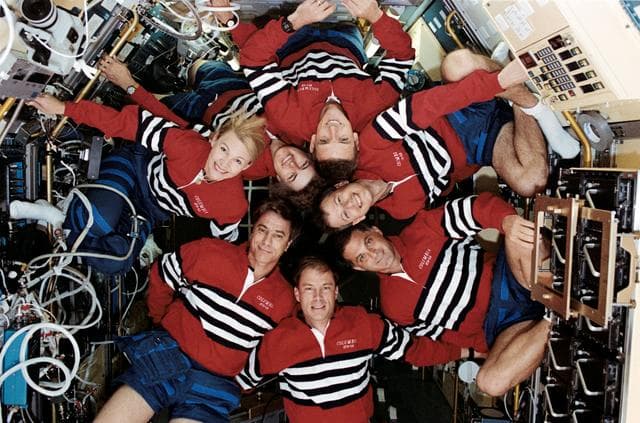 NASA image: STS-58 crew onboard portrait
