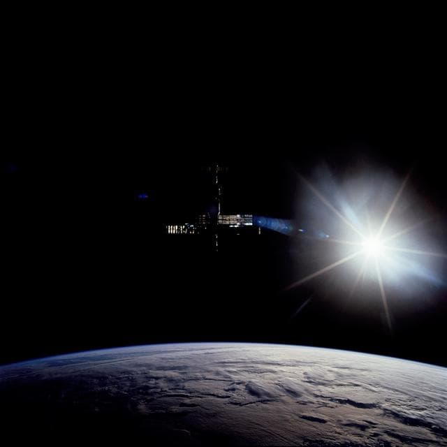 NASA image: Mir space station as seen from STS-63 Discovery