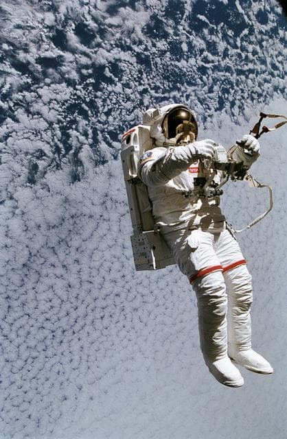 NASA image: Astronaut Mark Lee floats free of tether during EVA