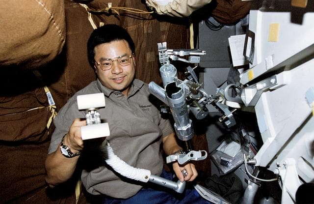 NASA image: Mission Specialist Leroy Chiao examine BRT