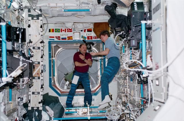 NASA image: Usachev and Krikalev in the ISS U.S. Laboratory