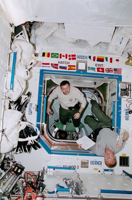 NASA image: Thomas and Kelly in U.S. Laboratory hatch