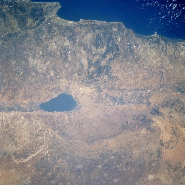 NASA image: Lake Tiberius in Israel and Syria taken from Atlantis during STS-106