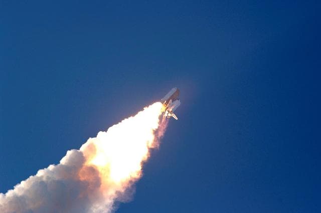 NASA image: View of the launch of the Space Shuttle Endeavour at KSC to start the STS-118 Mission
