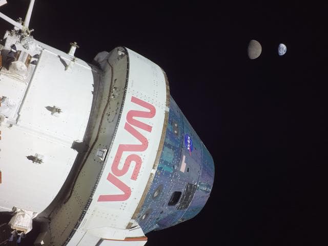 NASA image: Artemis I Flight Day 13: Orion, Earth, and Moon