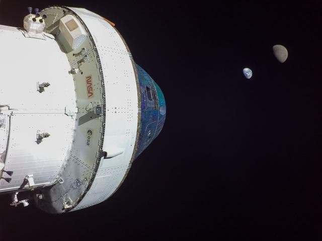 NASA image: Artemis I Flight Day 13: Orion, Earth, and Moon