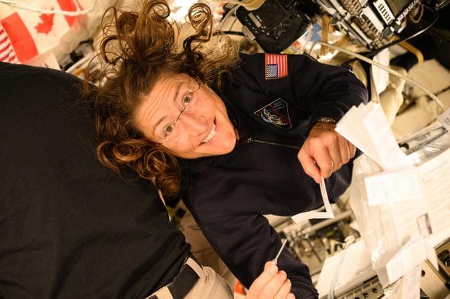 NASA image: Christina Koch Readies for Saliva Sample Collection