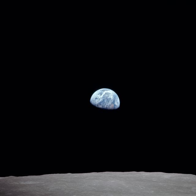 NASA image: Apollo 8 Mission image,Earth over the horizon of the moon