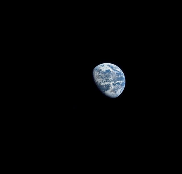 NASA image: View of earth visible from Apollo 8 spacecraft during lunar orbital mission