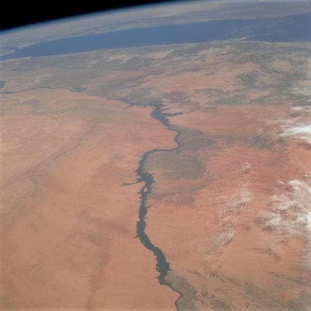 NASA image: Apollo 9 Mission image - United Arab Republic,Nile River,Red Sea and Aswan Dam 